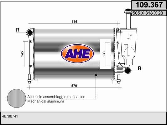 AHE 109.367 - Радіатор, охолодження двигуна autozip.com.ua