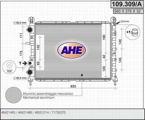AHE 109.309/A - Радіатор, охолодження двигуна autozip.com.ua