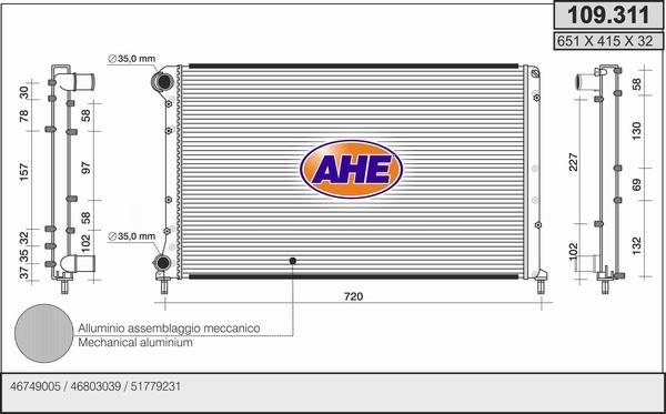 AHE 109.311 - Радіатор, охолодження двигуна autozip.com.ua