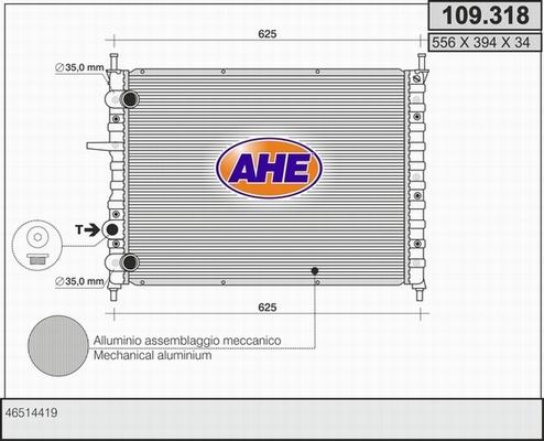 AHE 109.318 - Радіатор, охолодження двигуна autozip.com.ua