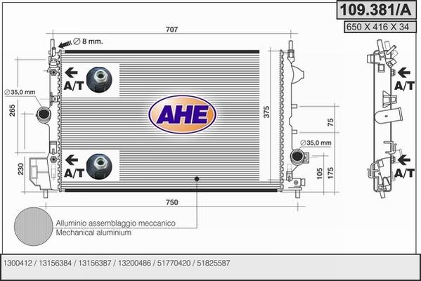 AHE 109.381/A - Радіатор, охолодження двигуна autozip.com.ua