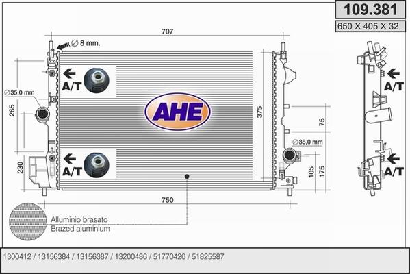 AHE 109.381 - Радіатор, охолодження двигуна autozip.com.ua