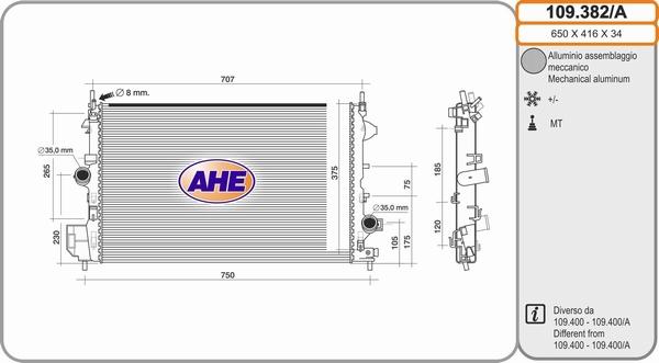 AHE 109.382/A - Радіатор, охолодження двигуна autozip.com.ua