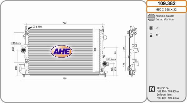 AHE 109.382 - Радіатор, охолодження двигуна autozip.com.ua