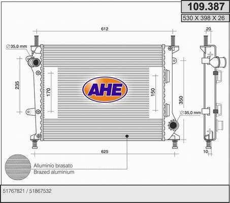 AHE 109.387 - Радіатор, охолодження двигуна autozip.com.ua