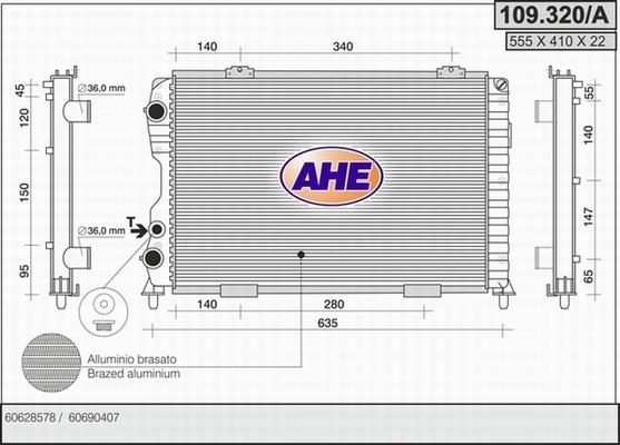 AHE 109.320/A - Радіатор, охолодження двигуна autozip.com.ua