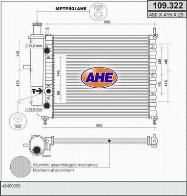 AHE 109.322 - Радіатор, охолодження двигуна autozip.com.ua