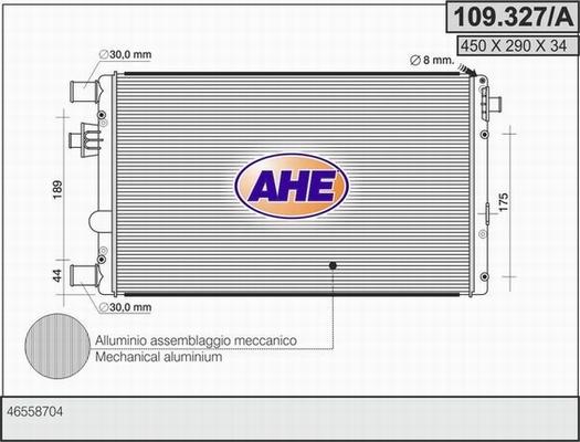 AHE 109.327/A - Радіатор, охолодження двигуна autozip.com.ua