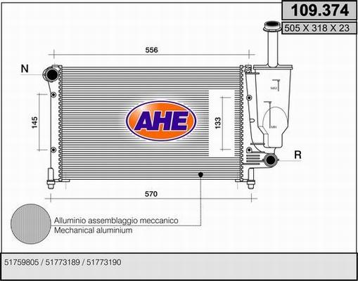 AHE 109.374 - Радіатор, охолодження двигуна autozip.com.ua