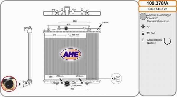 AHE 109.378/A - Радіатор, охолодження двигуна autozip.com.ua