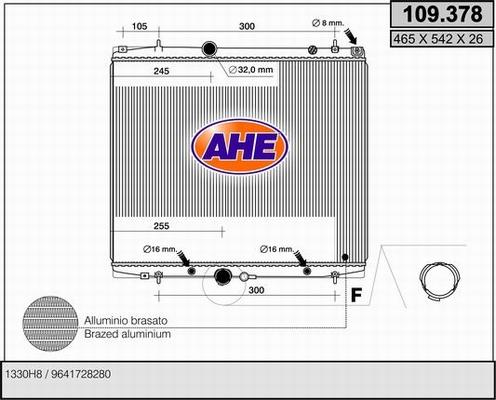 AHE 109.378 - Радіатор, охолодження двигуна autozip.com.ua