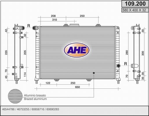 AHE 109.200 - Радіатор, охолодження двигуна autozip.com.ua