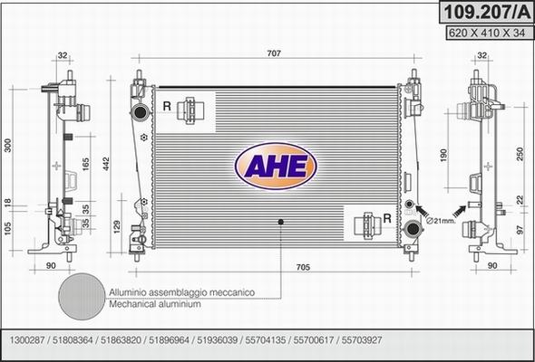 AHE 109.207/A - Радіатор, охолодження двигуна autozip.com.ua