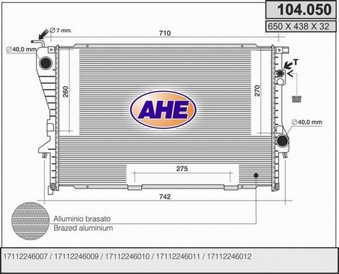 AHE 104.050 - Радіатор, охолодження двигуна autozip.com.ua