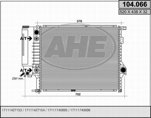 AHE 104.066 - Радіатор, охолодження двигуна autozip.com.ua