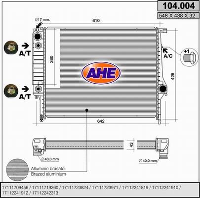 AHE 104.004 - Радіатор, охолодження двигуна autozip.com.ua