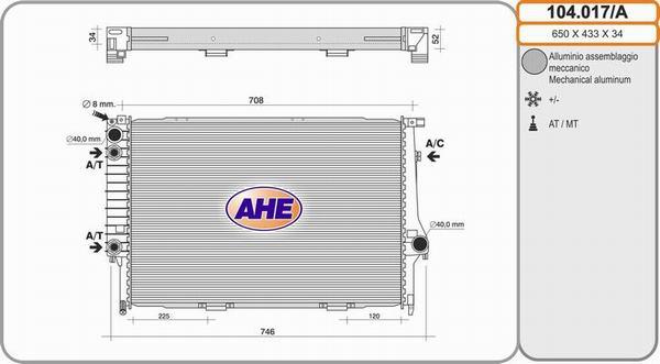 AHE 104.017/A - Радіатор, охолодження двигуна autozip.com.ua