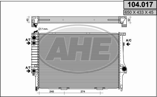 AHE 104.017 - Радіатор, охолодження двигуна autozip.com.ua