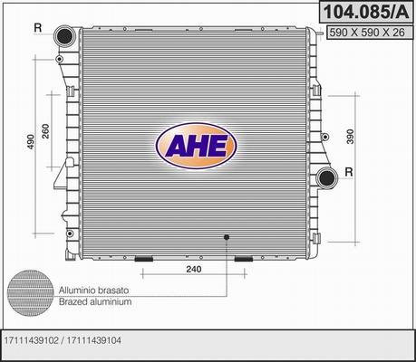 AHE 104.085/A - Радіатор, охолодження двигуна autozip.com.ua