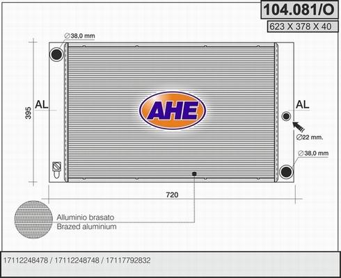 AHE 104.081/O - Радіатор, охолодження двигуна autozip.com.ua