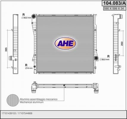 AHE 104.083/A - Радіатор, охолодження двигуна autozip.com.ua