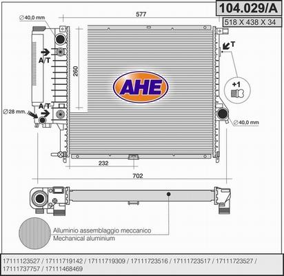 AHE 104.029/A - Радіатор, охолодження двигуна autozip.com.ua