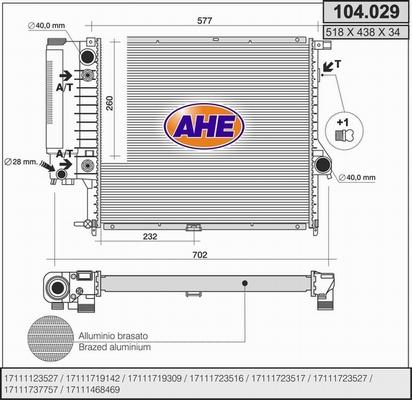 AHE 104.029 - Радіатор, охолодження двигуна autozip.com.ua