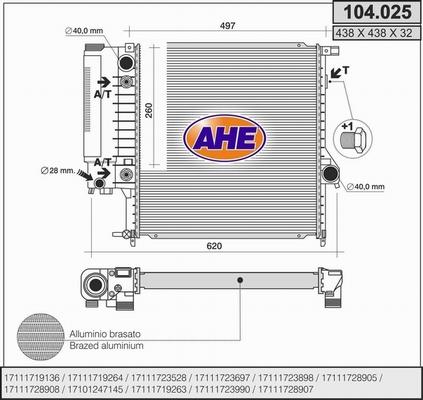AHE 104.025 - Радіатор, охолодження двигуна autozip.com.ua