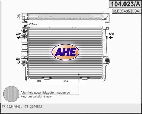 AHE 104.023/A - Радіатор, охолодження двигуна autozip.com.ua