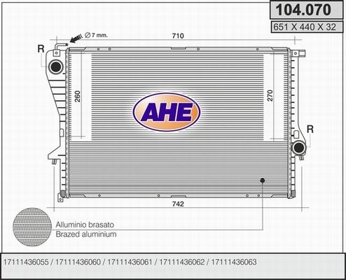 AHE 104.070 - Радіатор, охолодження двигуна autozip.com.ua