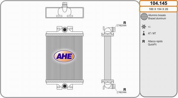 AHE 104.145 - Радіатор, охолодження двигуна autozip.com.ua