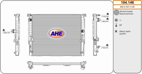 AHE 104.146 - Радіатор, охолодження двигуна autozip.com.ua