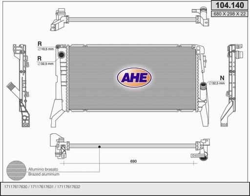 AHE 104.140 - Радіатор, охолодження двигуна autozip.com.ua