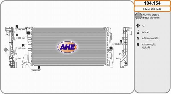 AHE 104.154 - Радіатор, охолодження двигуна autozip.com.ua