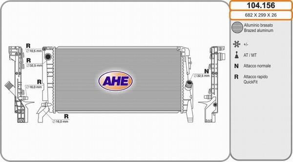 AHE 104.156 - Радіатор, охолодження двигуна autozip.com.ua