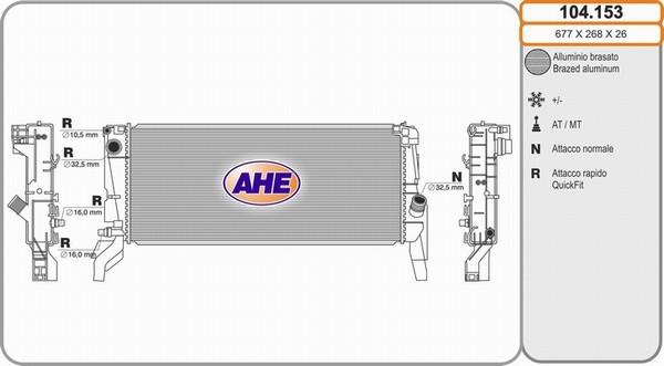 AHE 104.153 - Радіатор, охолодження двигуна autozip.com.ua