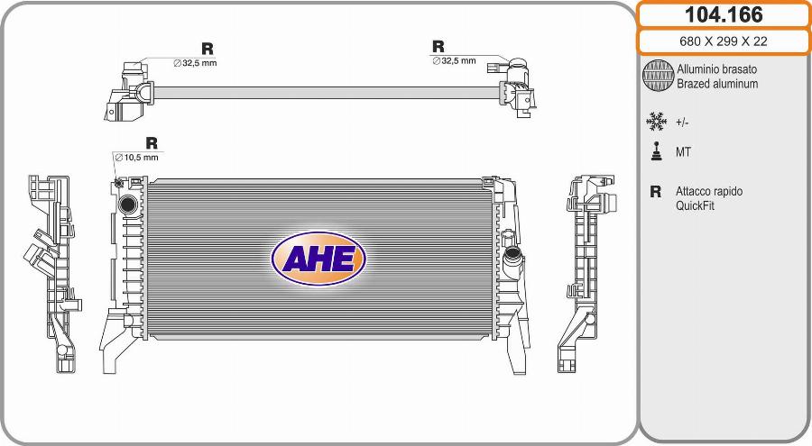 AHE 104.166 - Радіатор, охолодження двигуна autozip.com.ua