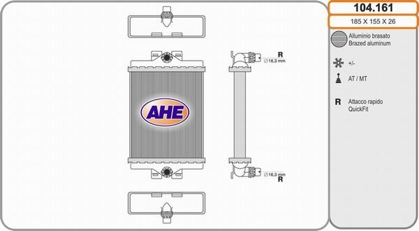 AHE 104.161 - Радіатор, охолодження двигуна autozip.com.ua