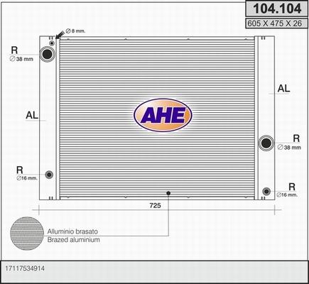 AHE 104.104 - Радіатор, охолодження двигуна autozip.com.ua