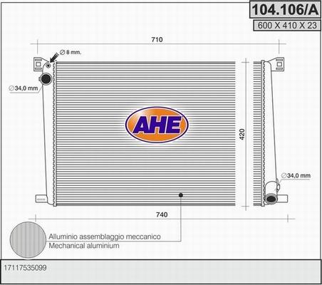 AHE 104.106/A - Радіатор, охолодження двигуна autozip.com.ua