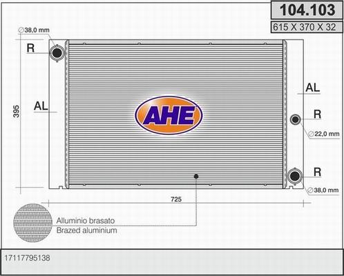 AHE 104.103 - Радіатор, охолодження двигуна autozip.com.ua