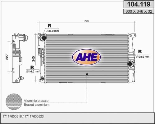 AHE 104.119 - Радіатор, охолодження двигуна autozip.com.ua