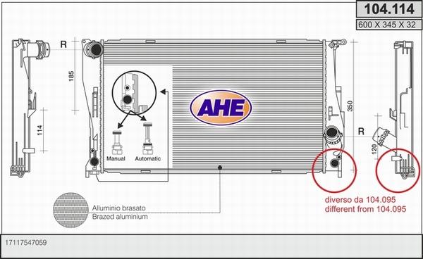 AHE 104.114 - Радіатор, охолодження двигуна autozip.com.ua
