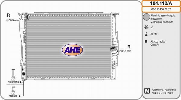 AHE 104.112/A - Радіатор, охолодження двигуна autozip.com.ua
