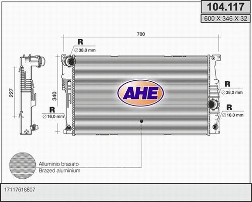 AHE 104.117 - Радіатор, охолодження двигуна autozip.com.ua