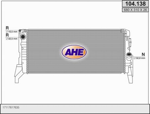 AHE 104.138 - Радіатор, охолодження двигуна autozip.com.ua