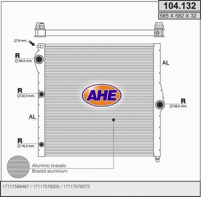 AHE 104.132 - Радіатор, охолодження двигуна autozip.com.ua