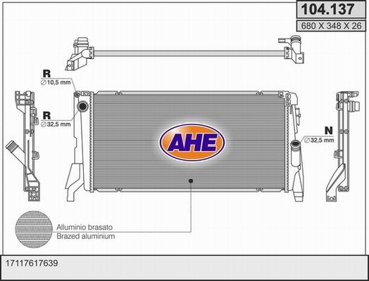 AHE 104.137 - Радіатор, охолодження двигуна autozip.com.ua