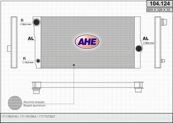 AHE 104.124 - Радіатор, охолодження двигуна autozip.com.ua