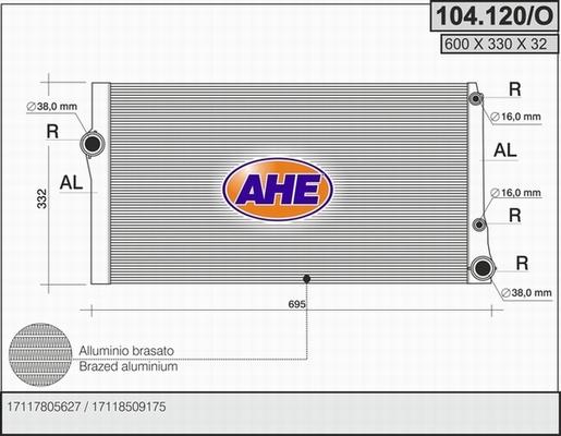 AHE 104.120/O - Радіатор, охолодження двигуна autozip.com.ua